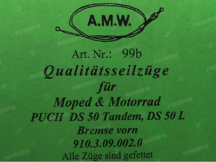 Cable Puch DS50 L brake cable front A.M.W.